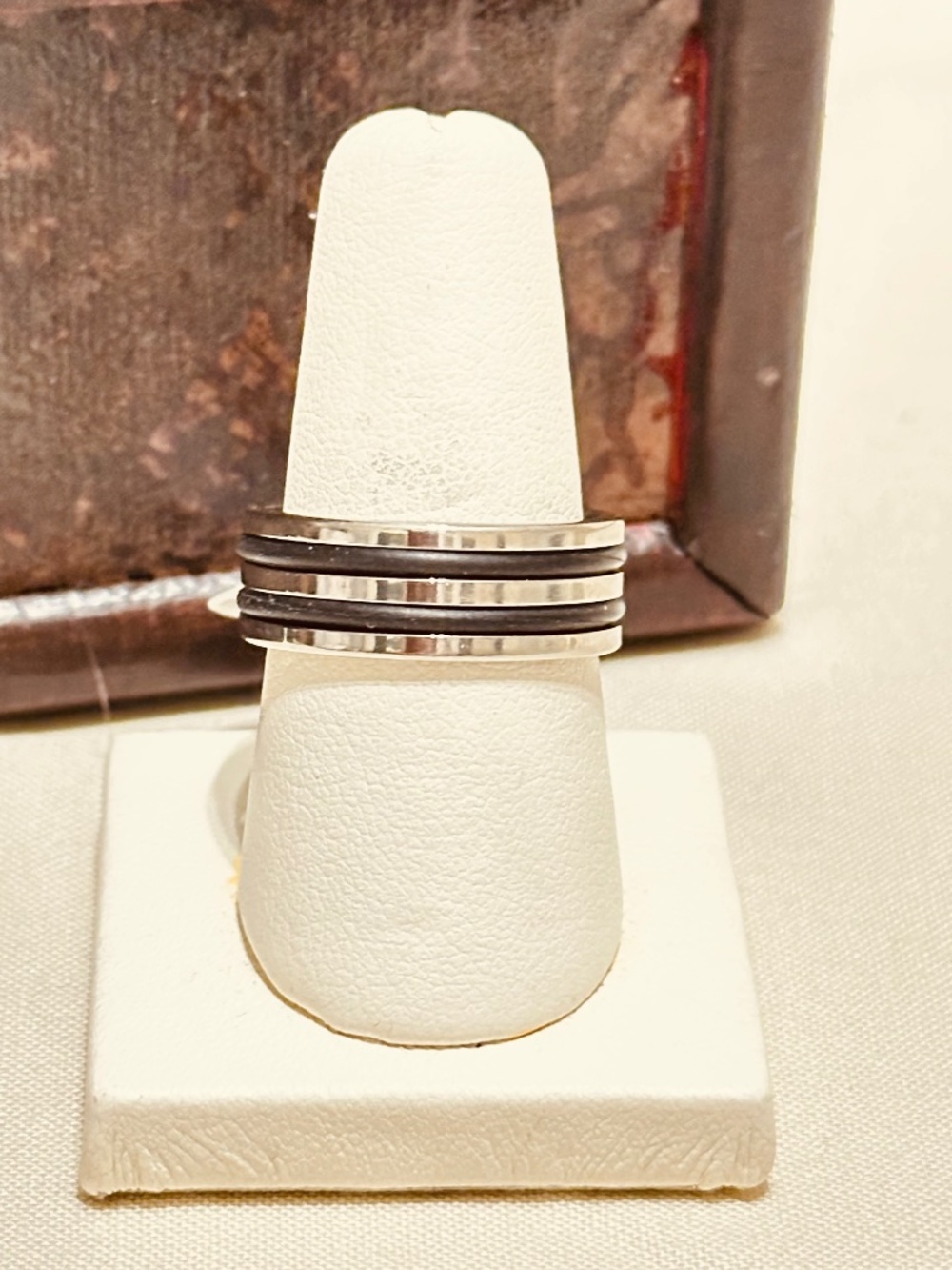 Stainless Steel Black Double Groove Band Ring Size 9 Mens Womens Unisex NWT
